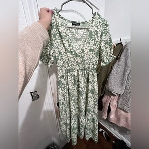 A beautiful green floral dress
